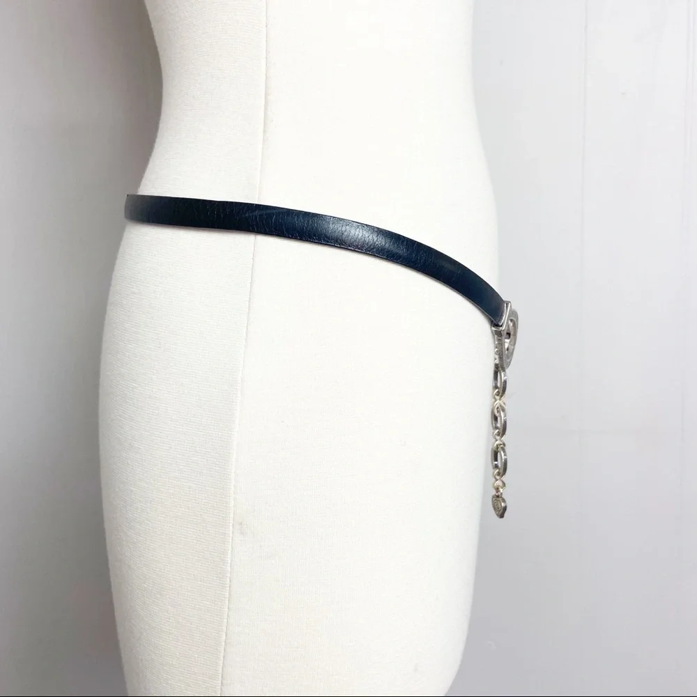 Vintage Brighton Hook Chain Skinny Belt Black Size M B30513